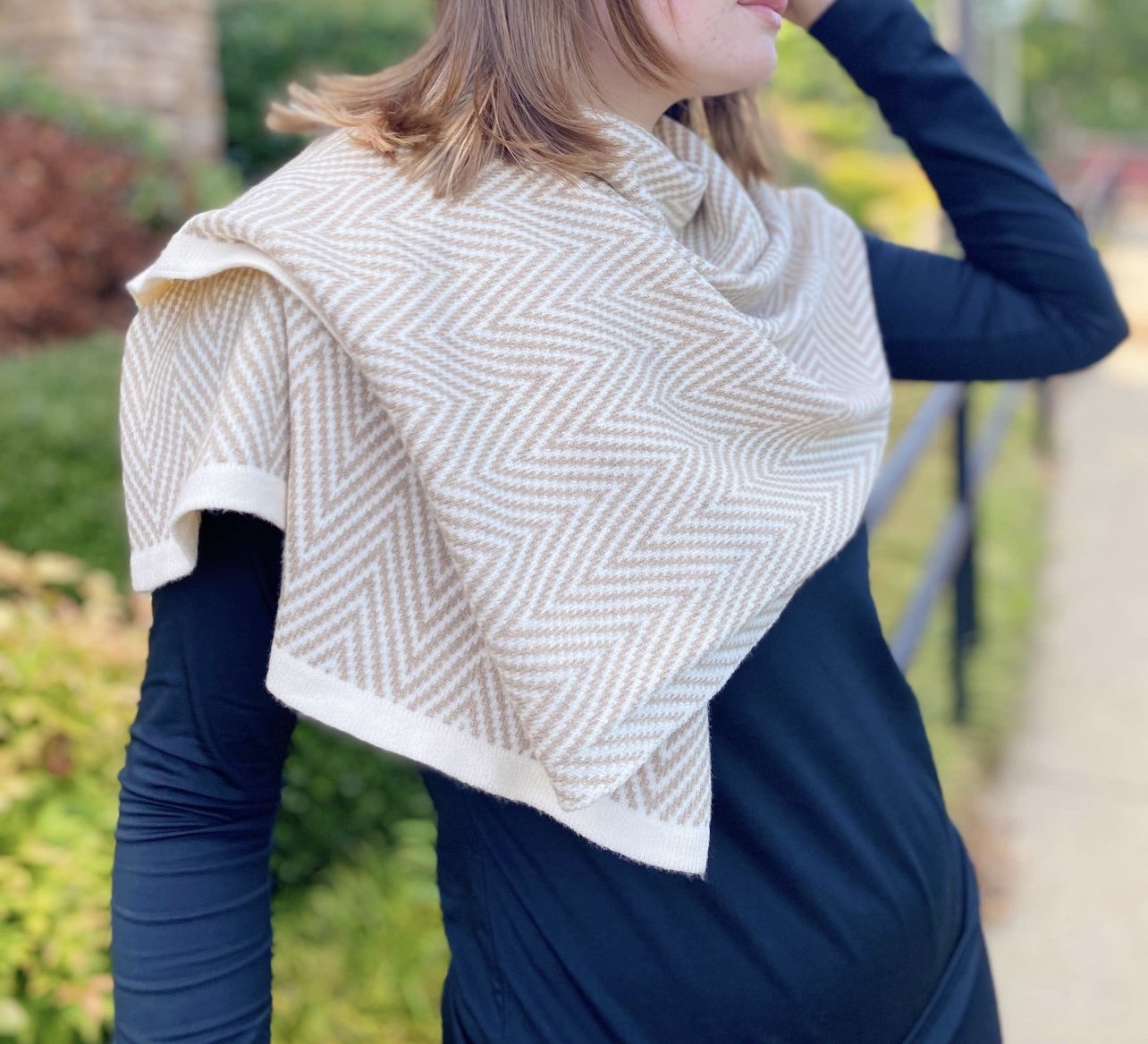 Knitted Chevron Poncho